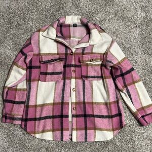 Pink and White Plaid Flannel jacket